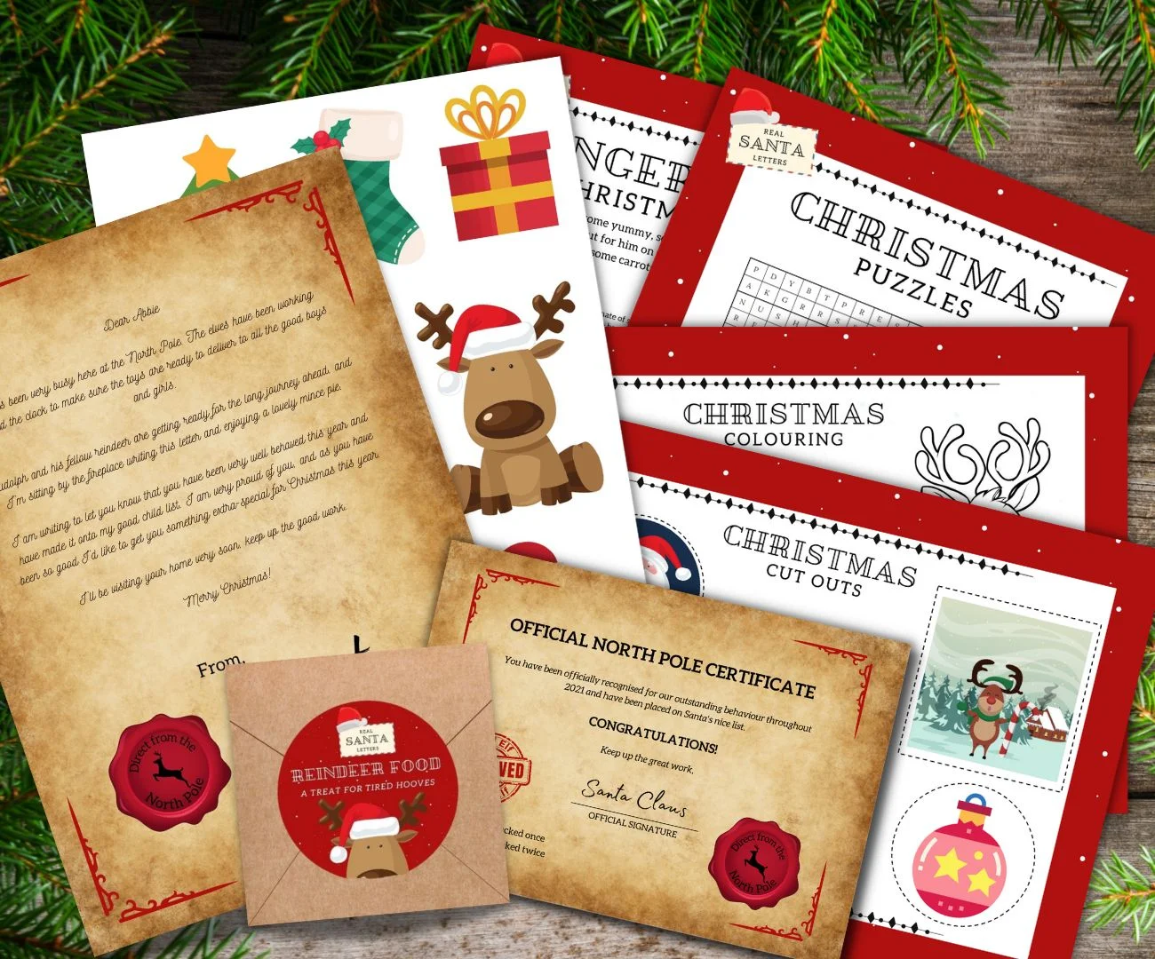 Personalised Santa Letter, Certificate, Stickers, Reindeer Food & Activity Sheets
