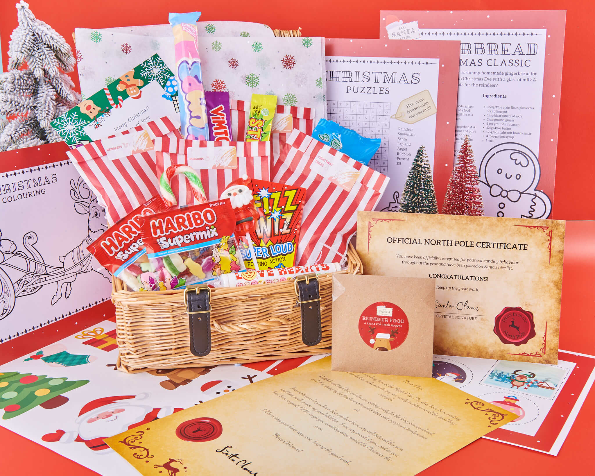 Personalised Santa Letter, Certificate, Stickers, Reindeer Food, Activity Sheets & Christmas Eve Sweet Hamper